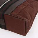 HERMES Trocha Horizontal Zonal MM Tote Bag Canvas Brown Silver Auth ar13839-9