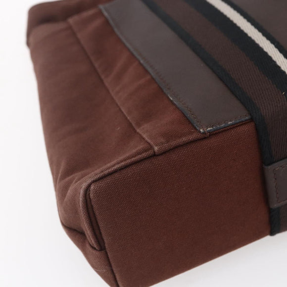 HERMES Trocha Horizontal Zonal MM Tote Bag Canvas Brown Silver Auth ar13839