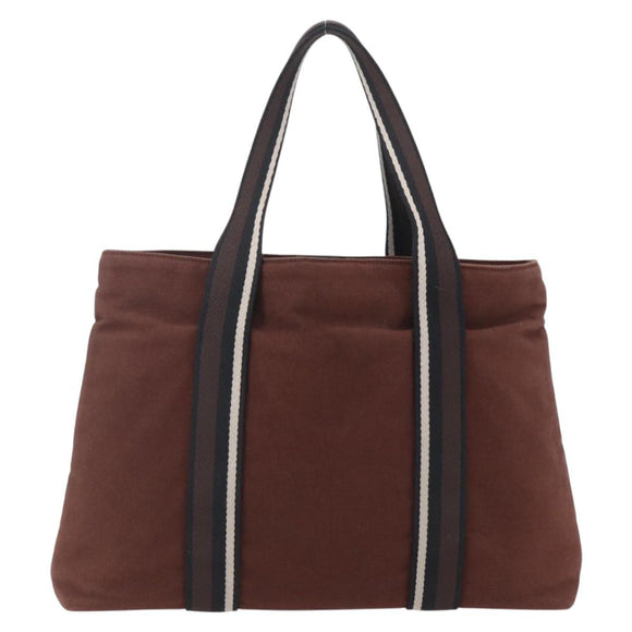 HERMES Trocha Horizontal Zonal MM Tote Bag Canvas Brown Silver Auth ar13839