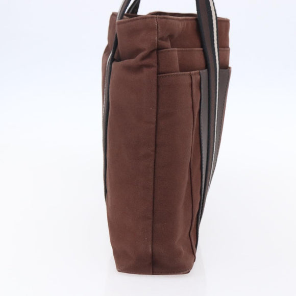 HERMES Trocha Horizontal Zonal MM Tote Bag Canvas Brown Silver Auth ar13839