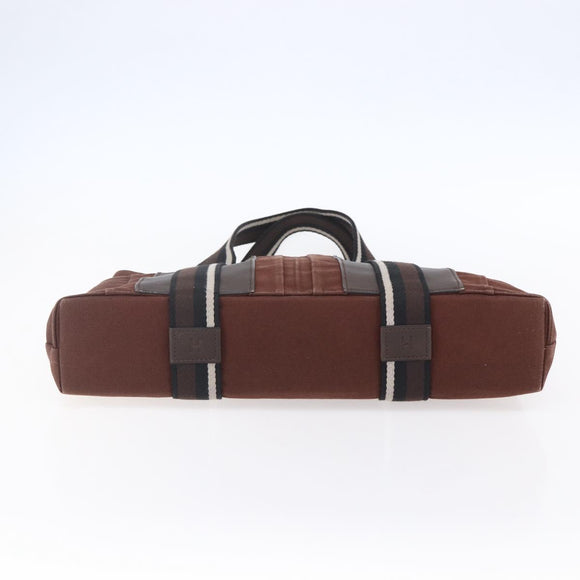 HERMES Trocha Horizontal Zonal MM Tote Bag Canvas Brown Silver Auth ar13839