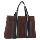 HERMES Trocha Horizontal Zonal MM Tote Bag Canvas Brown Silver Auth ar13840-1