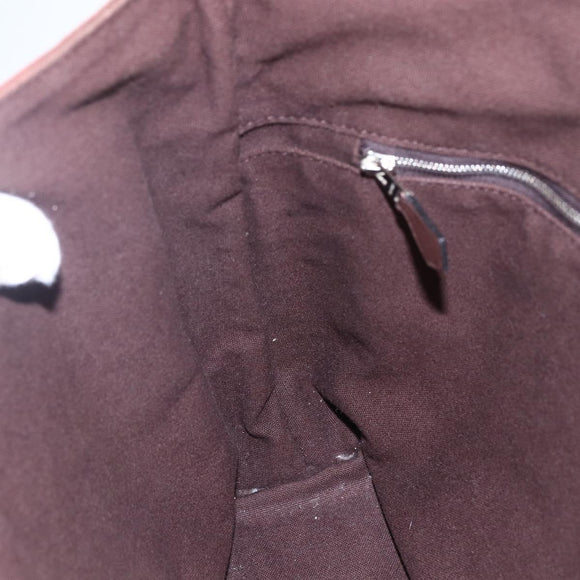 HERMES Trocha Horizontal Zonal MM Tote Bag Canvas Brown Silver Auth ar13840