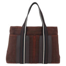 HERMES Trocha Horizontal Zonal MM Tote Bag Canvas Brown Silver Auth ar13840-13
