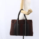 HERMES Trocha Horizontal Zonal MM Tote Bag Canvas Brown Silver Auth ar13840-21