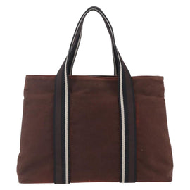 HERMES Trocha Horizontal Zonal MM Tote Bag Canvas Brown Silver Auth ar13840 - 0