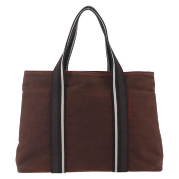 HERMES Trocha Horizontal Zonal MM Tote Bag Canvas Brown Silver Auth ar13840 - 0
