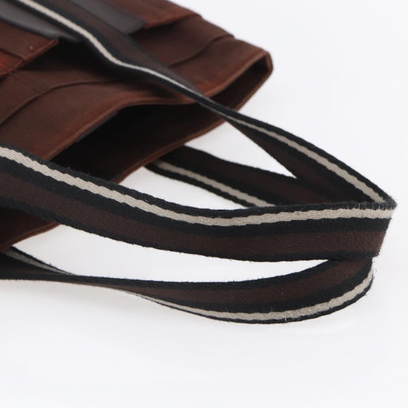 HERMES Trocha Horizontal Zonal MM Tote Bag Canvas Brown Silver Auth ar13840