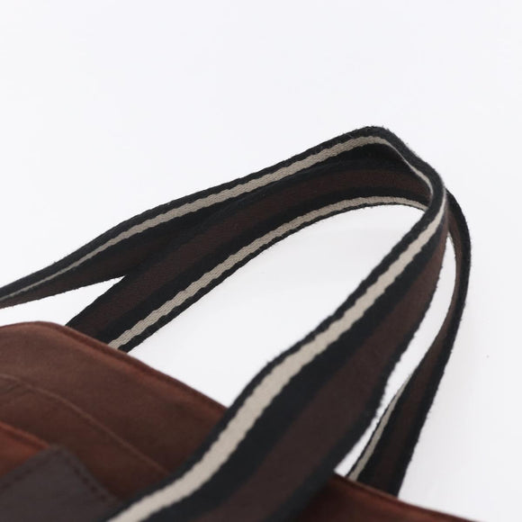 HERMES Trocha Horizontal Zonal MM Tote Bag Canvas Brown Silver Auth ar13840