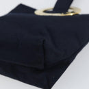 CELINE Circle Pouch Nylon Navy Gold Auth ar13841-9