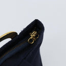 CELINE Circle Pouch Nylon Navy Gold Auth ar13841-11