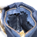 CELINE Circle Pouch Nylon Navy Gold Auth ar13841-18