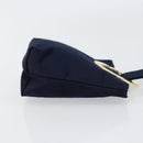 CELINE Circle Pouch Nylon Navy Gold Auth ar13841-3
