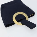 CELINE Circle Pouch Nylon Navy Gold Auth ar13841-6