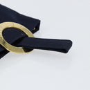 CELINE Circle Pouch Nylon Navy Gold Auth ar13841-7