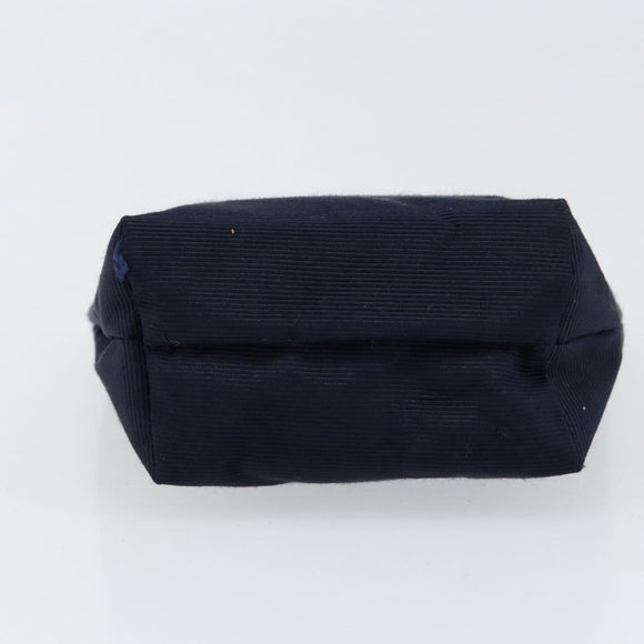 CELINE Circle Pouch Nylon Navy Gold Auth ar13841