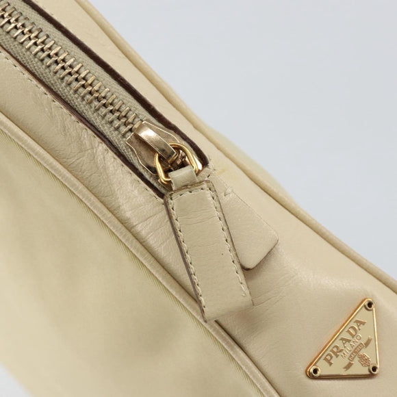 PRADA Hand Bag Nylon Beige Gold Auth ar13842