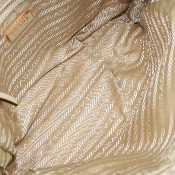 PRADA Hand Bag Nylon Beige Gold Auth ar13842