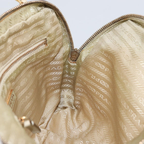 PRADA Hand Bag Nylon Beige Gold Auth ar13842