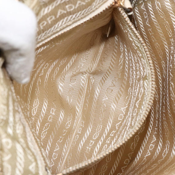 PRADA Hand Bag Nylon Beige Gold Auth ar13842