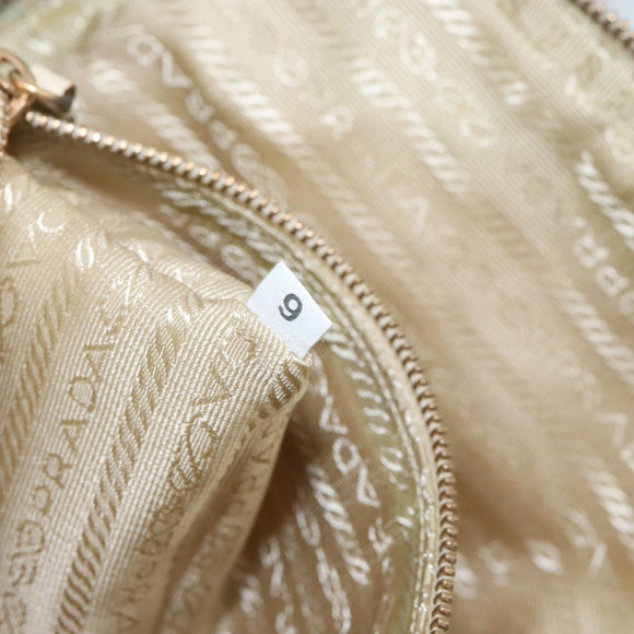 PRADA Hand Bag Nylon Beige Gold Auth ar13842
