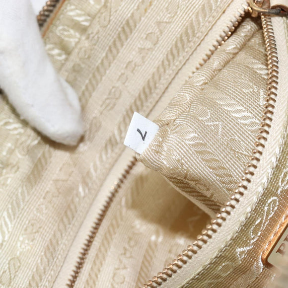 PRADA Hand Bag Nylon Beige Gold Auth ar13842