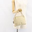 PRADA Hand Bag Nylon Beige Gold Auth ar13842-24