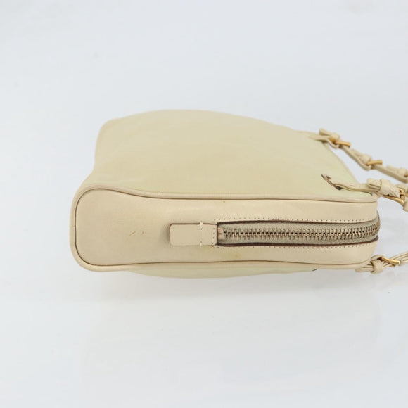 PRADA Hand Bag Nylon Beige Gold Auth ar13842