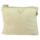 PRADA Shoulder Bag Nylon Ivory Silver Auth ar13843-13