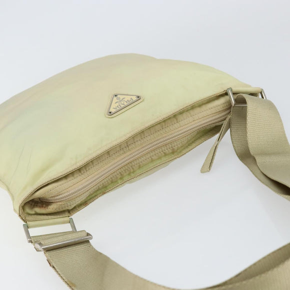 PRADA Shoulder Bag Nylon Ivory Silver Auth ar13843