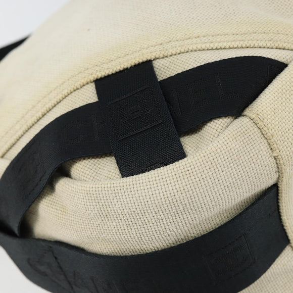 CHANEL Sports COCO Mark Shoulder Bag Canvas Beige Silver CC Auth ar13844