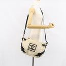 CHANEL Sports COCO Mark Shoulder Bag Canvas Beige Silver CC Auth ar13844-23