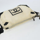 CHANEL Sports COCO Mark Shoulder Bag Canvas Beige Silver CC Auth ar13844-6