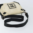 CHANEL Sports COCO Mark Shoulder Bag Canvas Beige Silver CC Auth ar13844-7