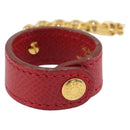 HERMES Glove Holder Charm Leather Red Gold Auth ar13845-1