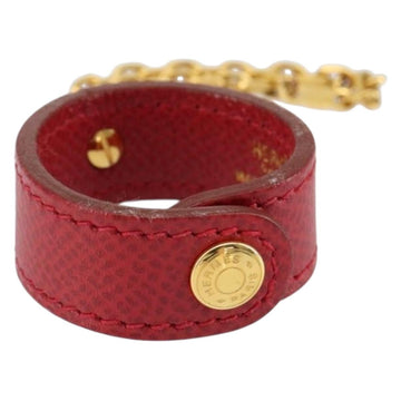 HERMES Glove Holder Charm Leather Red Gold Auth ar13845