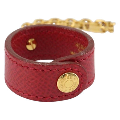 HERMES Handschuhhalter Charm Leder Rot Gold Original ar13845