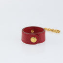 HERMES Glove Holder Charm Leather Red Gold Auth ar13845-2