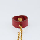 HERMES Glove Holder Charm Leather Red Gold Auth ar13845-3