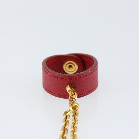HERMES Glove Holder Charm Leather Red Gold Auth ar13845