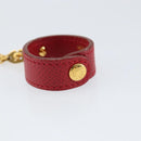 HERMES Glove Holder Charm Leather Red Gold Auth ar13845-6