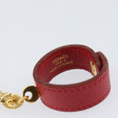 HERMES Glove Holder Charm Leather Red Gold Auth ar13845-7