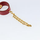 HERMES Glove Holder Charm Leather Red Gold Auth ar13845-8