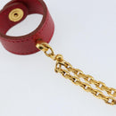 HERMES Glove Holder Charm Leather Red Gold Auth ar13845-9