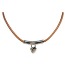 HERMES Choker Heart Cadena Viviride Leather Brown Auth ar13846-1