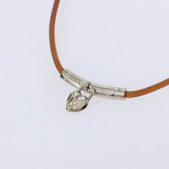 HERMES Choker Heart Cadena Viviride Leather Brown Auth ar13846