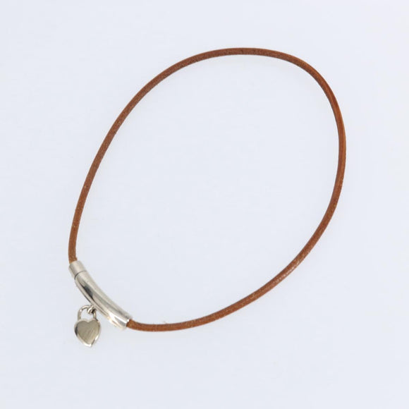 HERMES Choker Heart Cadena Viviride Leather Brown Auth ar13846