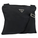 PRADA Shoulder Bag Nylon Silver Black Auth ar13855-1