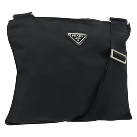 PRADA Shoulder Bag Nylon Silver Black Auth ar13855