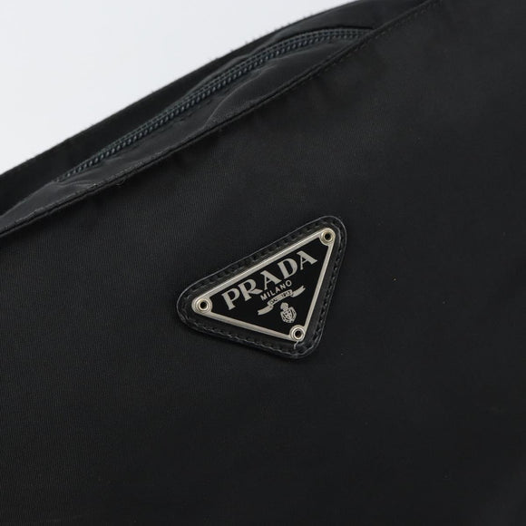 PRADA Shoulder Bag Nylon Silver Black Auth ar13855